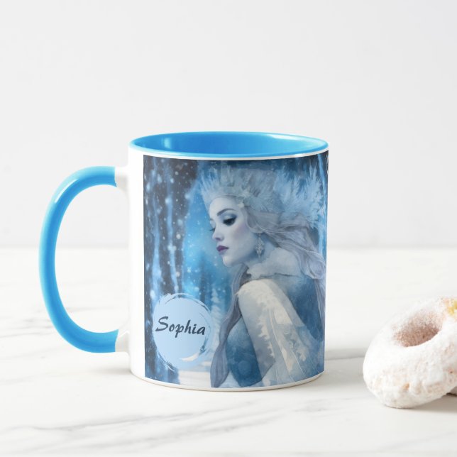 Caneca Rainha da Neve Congelada na Terra das Maravilhas d (Com Donut)