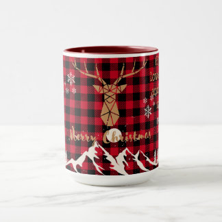 Caneca Rainha de Natal Rustic Red Buffalo Xadrez