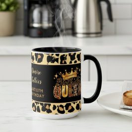 Caneca Rainha do Aniversário do Leopardo Divertido Sessan