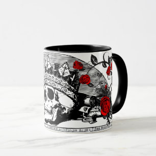 Caneca Rainha do crânio gótica com presente de café Rosa