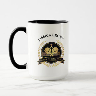Caneca Rainha Do Ping Pong Nome Personalizado Cor Doura