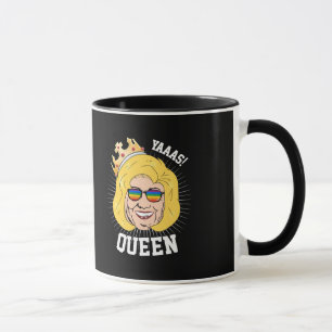 Caneca Rainha Yaaas - Orgulho Hillary Clinton - LGBT