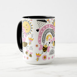 Caneca Rainhas Bees Bonitas BFF, Menina, Presentes Rosa
