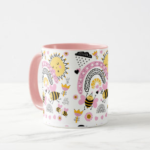 Caneca Rainhas Bees Bonitas BFF, Menina, Presentes Rosa