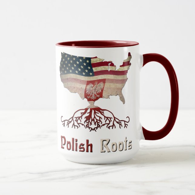 Caneca Raízes Poloneses, Bandeiras Poloneses Americanas (Direita)