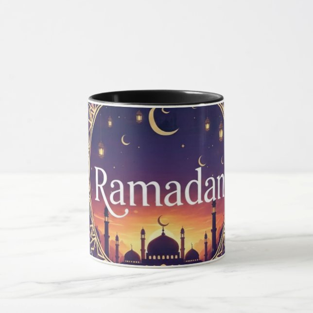 Caneca Ramadão Kareem Mubarak Crescente Islã Iftar Suhur (Centro)