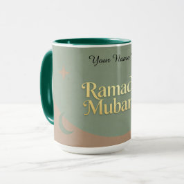 Caneca Ramadão Mubarak Minimalista | Ouro & Salvia