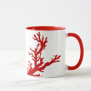 Caneca Ramal de coral - vermelho-escuro e branco