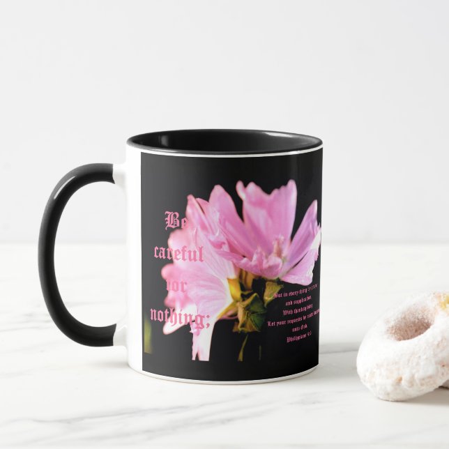 Caneca Ramalhete de Malva Filipenses 4:6 (Com Donut)