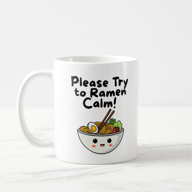 Caneca Ramen Calm, Caneca de Café com Piada de Mac (Esquerda)