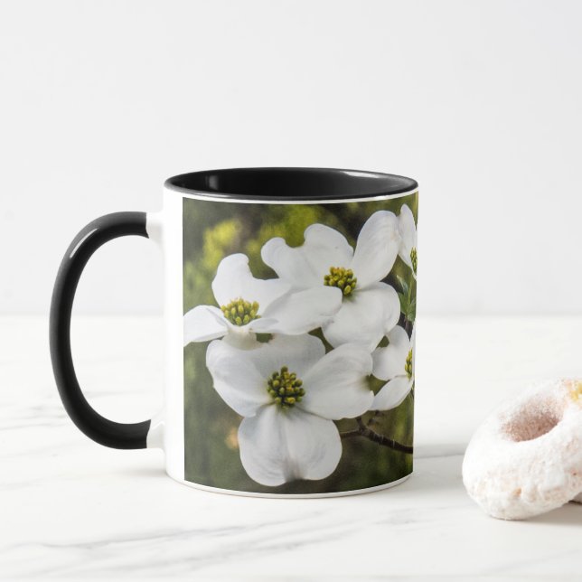 Caneca Ramificação de Dogwood Blossoms Mug (Com Donut)