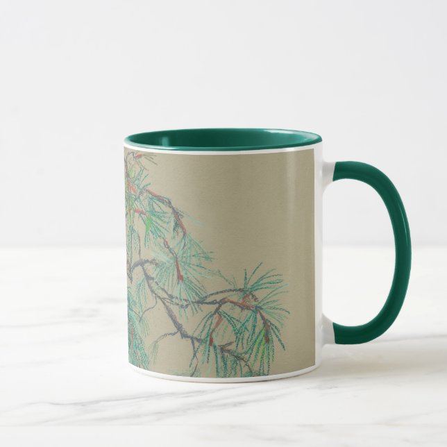 Caneca "Ramificação de pinheiro", desenho pastel em tons  (Direita)