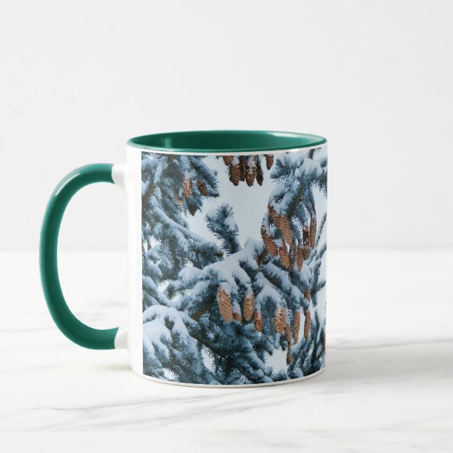 Caneca Ramificações e Cones de Pinos Cobertos por Neve (Esquerda)