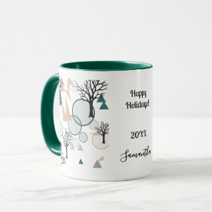 Caneca Ramificações e Formas Retrominimalistas Personaliz