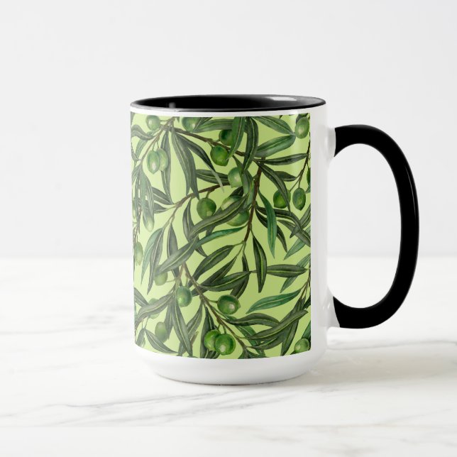 Caneca ramos de oliveira em verde de melada (Direita)