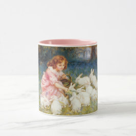 Caneca Rapariga alimentando os coelhos (por Frederick Mor
