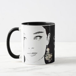 Caneca Rapariga com bonito ilustração floral de moda