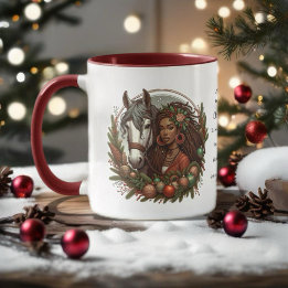 Caneca Rapariga Com Cavalo E Fúria De Natal