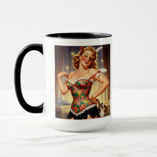 Caneca Rapariga de cabeça vermelha e cãozinha