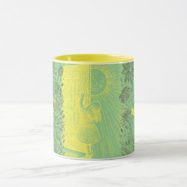 Caneca Rapariga do Sol Verde e Amarelo