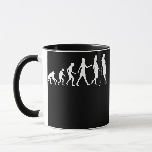 Caneca Rapariga Golfer Roupa Mulher Jogadora Golfe Evoluç (Esquerda)