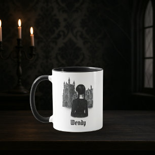 Caneca Rapariga Gótico Academia Preta e Escura