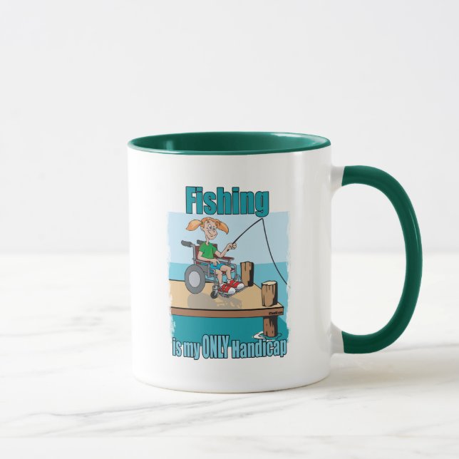 Caneca Rapariga na pesca de cadeira de rodas (Direita)
