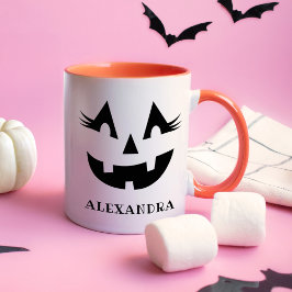 Caneca Rapariga Personalizada Jack O Lanterna Pumpkin Fac