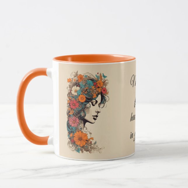 Caneca Rapariga retrô com flores no cabelo (Esquerda)