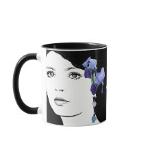 Rapariga rosto Emily nome azul personalizável íris