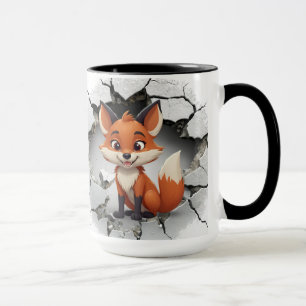 Caneca Raposa-branca que sai de uma parede rachada