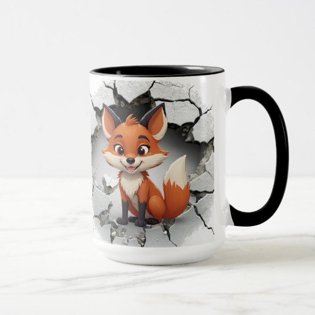 Caneca Raposa-branca que sai de uma parede rachada (Direita)