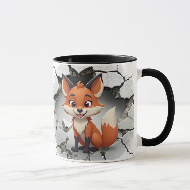 Caneca Raposa-branca que sai de uma parede rachada (Direita)