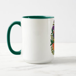 Caneca Raposa, pombo e flores