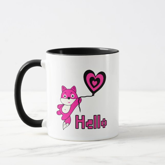 Caneca Raposa rosa com coração (Esquerda)