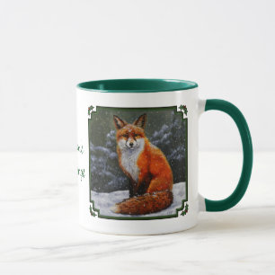Caneca Raposa Vermelha na Neve em Queda