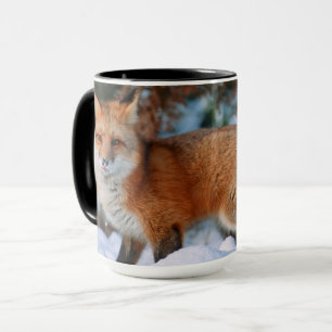 Caneca Raposa Vermelha Neve no Inverno, Montana