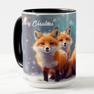 Caneca Raposas De Cama De Natal Personalizadas Numa Flore