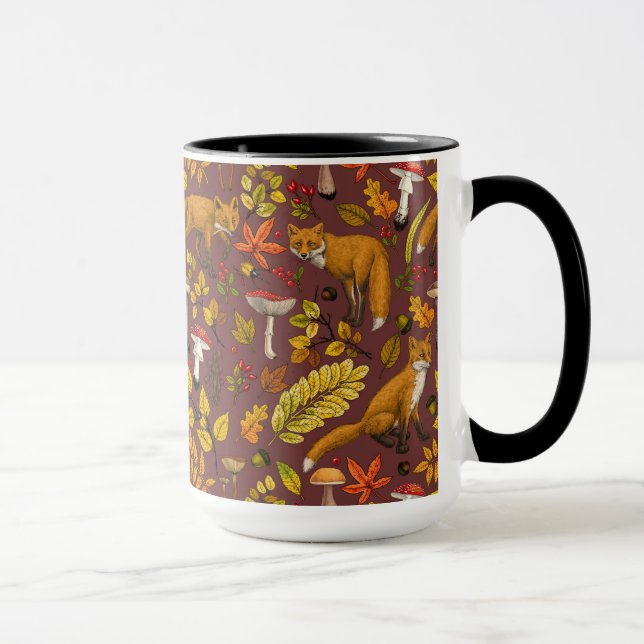 Caneca Raposas de outono de chocolate marrom (Direita)