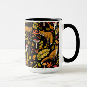 Caneca Raposas de outono em preto