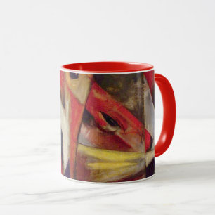 Caneca Raposas por Franz Marc, Arte Cubista Abstrato Vint