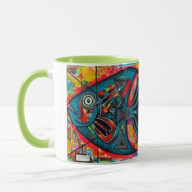 Caneca "Raramente Visto Peixes Triangulares" Bebida Mug (Esquerda)