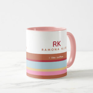 Caneca Rascunhos de Cor do Pastel Elegante com Nome e Slo
