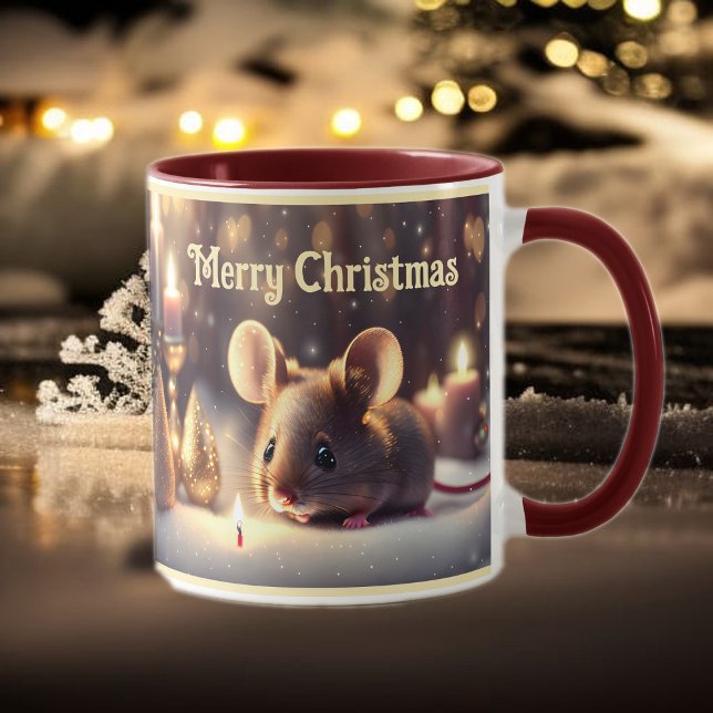 Caneca Rato bonito celebra Natal - personalizado (Criador carregado)