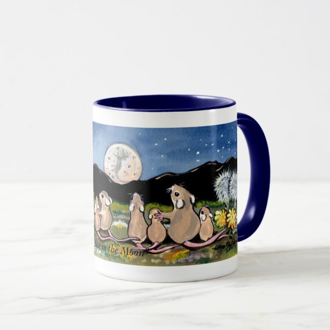 Caneca "Rato na lua", ratos que olham a lua (Frente Esquerda)