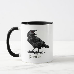 Caneca Raven Crow Black Bird Nome Personalizado