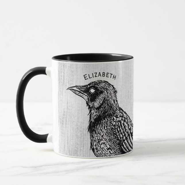Caneca Raven Gótica Black White Horror Tinta Não Entre (Esquerda)