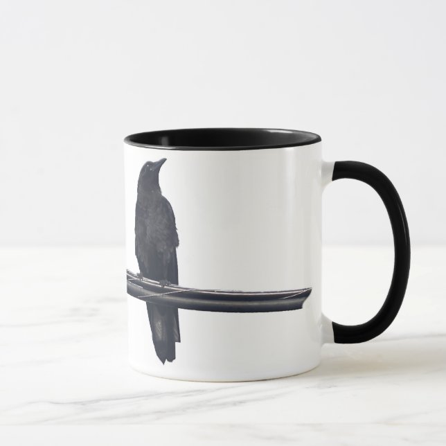Caneca "RAVENS SOBRE UM FIO" Ave Wildlife Mug (Direita)