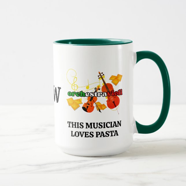 Caneca Ravioli MUSICIANS QUE ADORA O Monograma de PASTA (Direita)