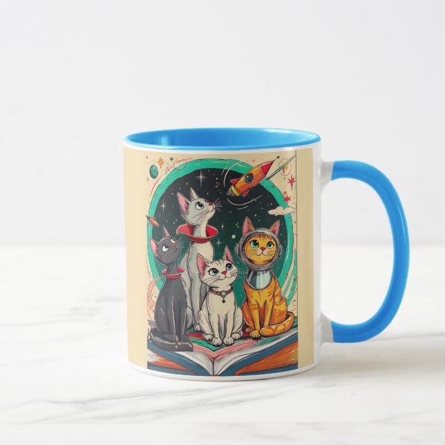 Caneca Reading Opens a Gateway to Cosmic Cat Adventures (Direita)